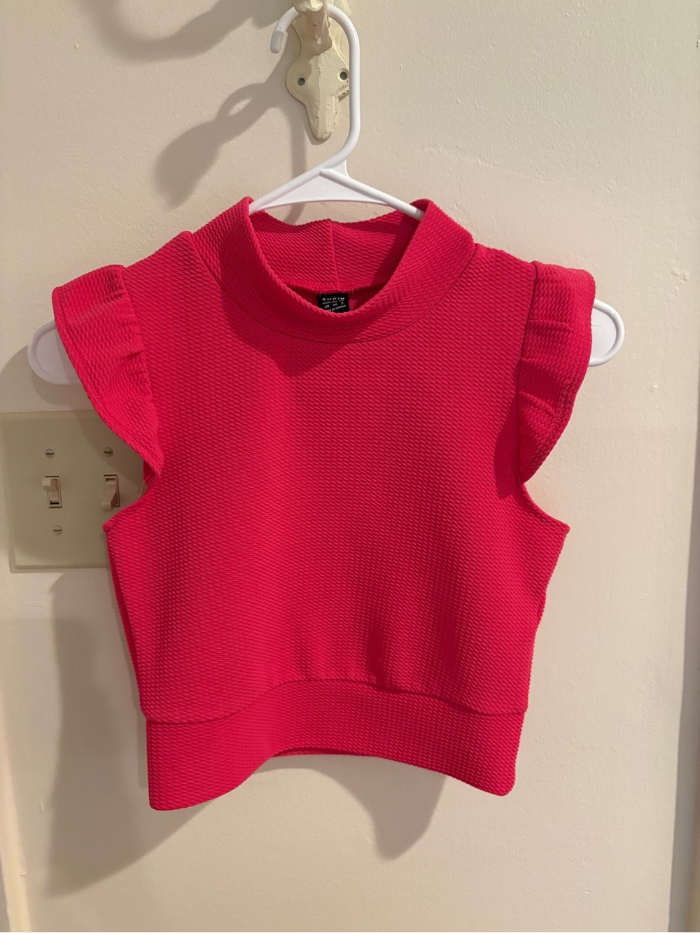 SHEIN Bright Pink Sleeveless Ruffle Shoulder Top